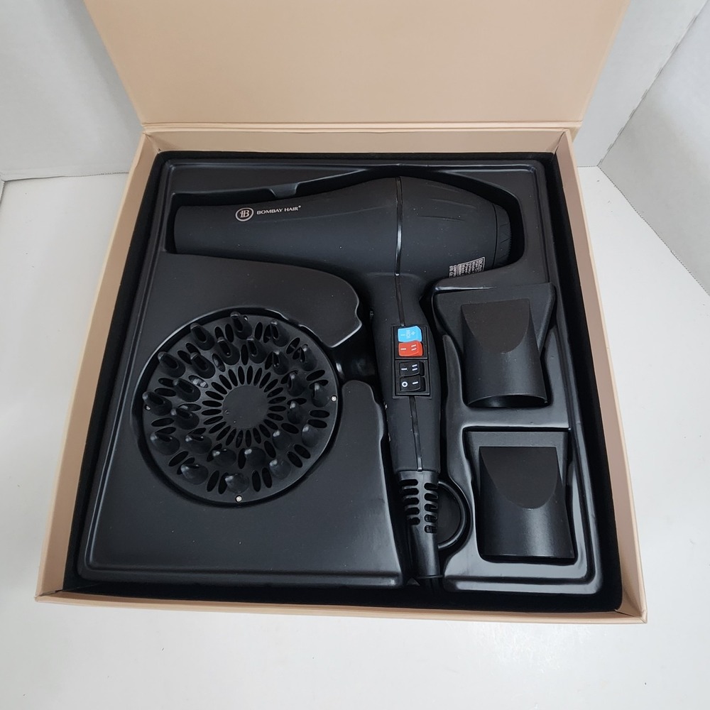 Bombay Hair Black Adjustable Heat And Speed Hair Dryer Model HD1900 New Open Box
